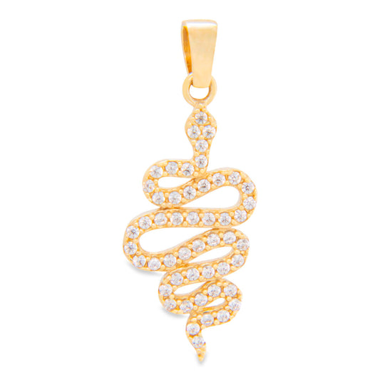 14K Yellow Gold CZ Snake Pendant