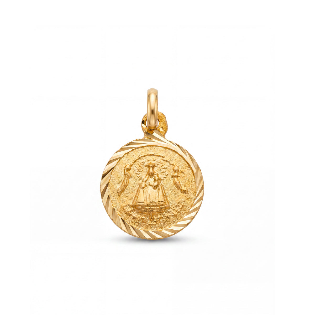 14k Yellow Gold Virgin Mary Medal Pendant- 15mm