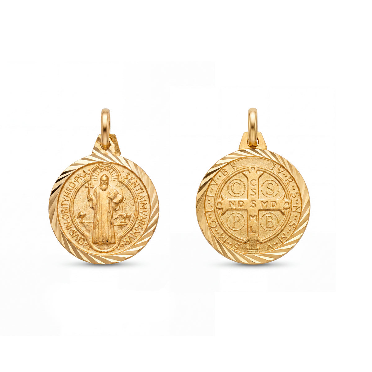14k Yellow Gold St. Benito Medal Pendant- 22mm