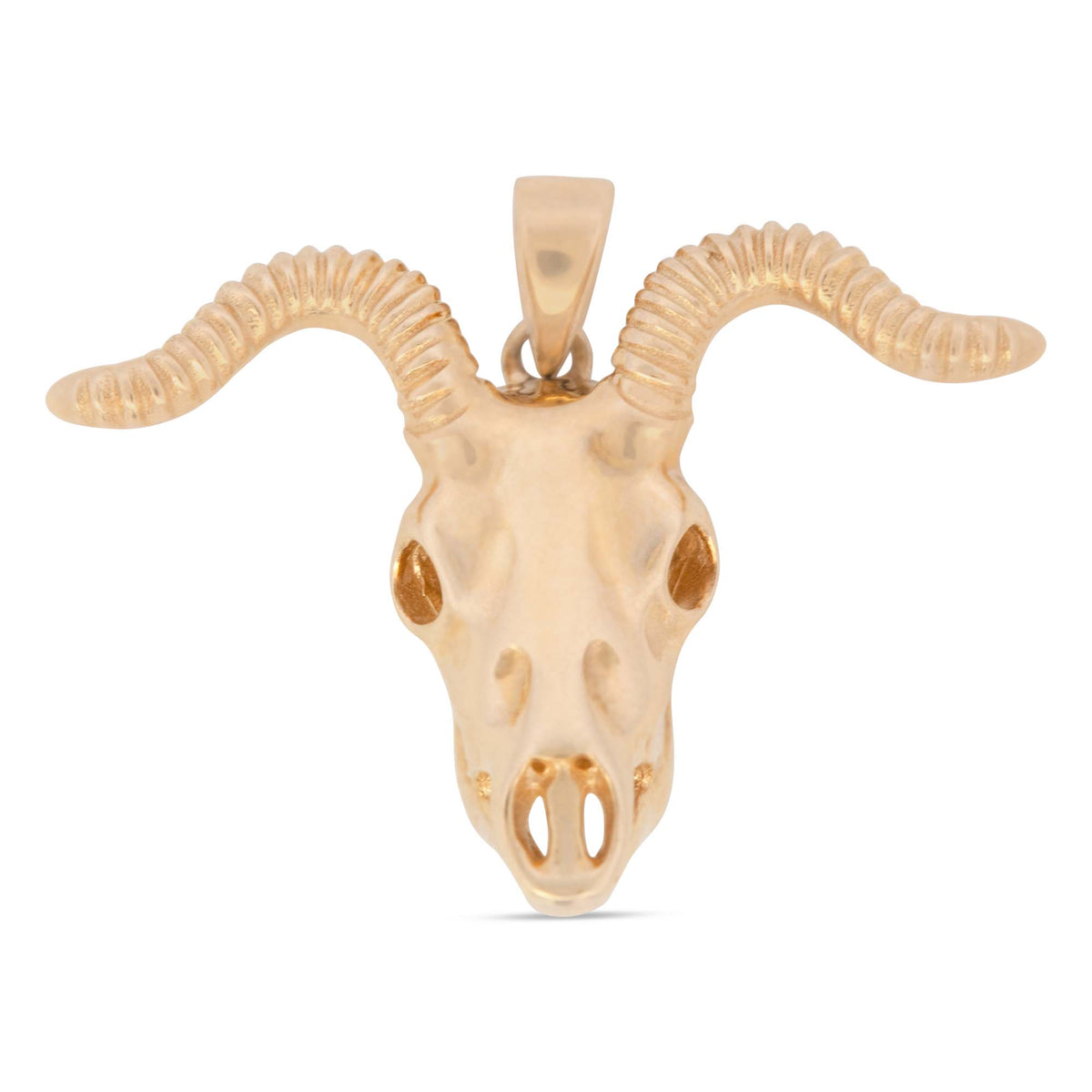 14k Yellow Gold Ram Skull Pendant
