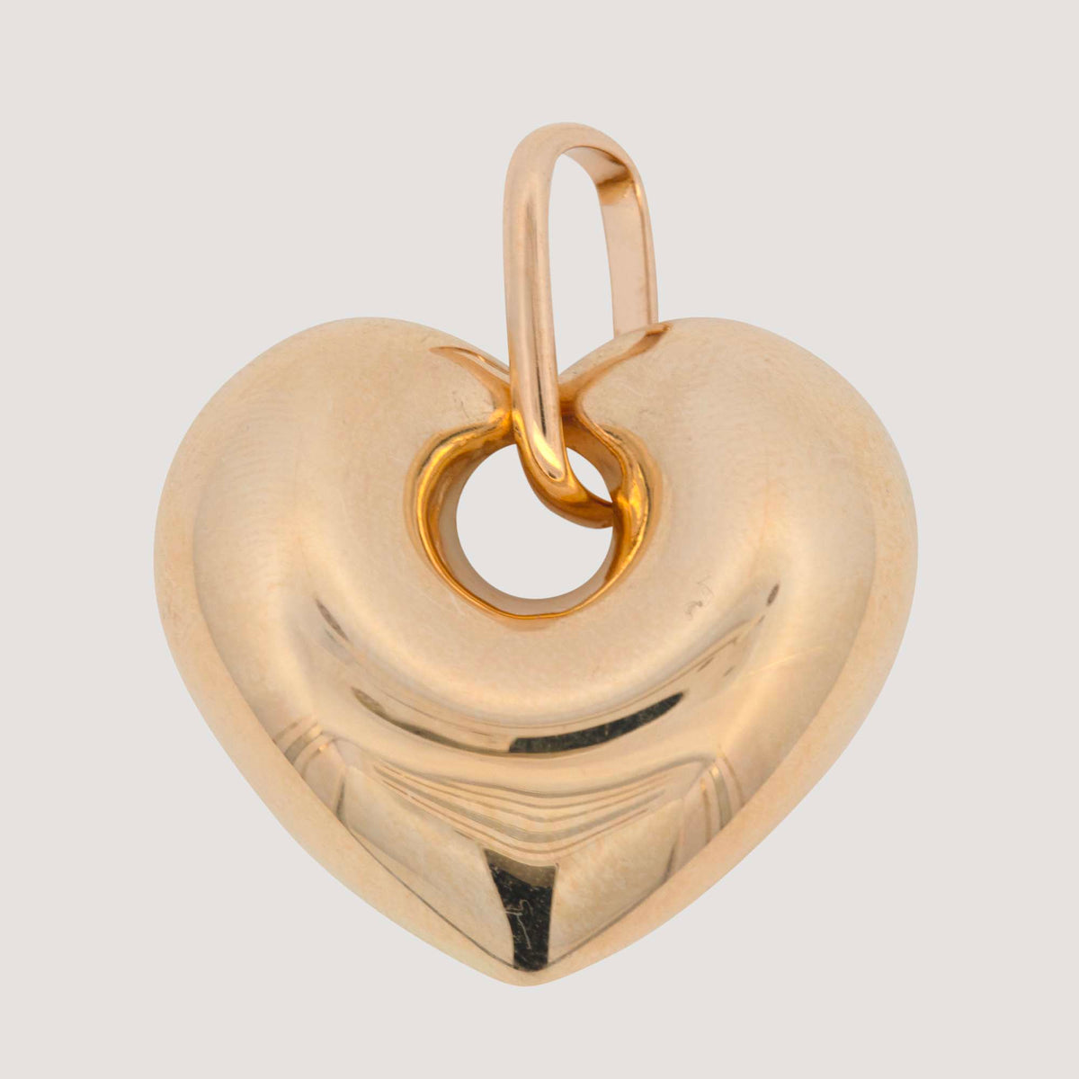 14k Yellow Gold Chunky Heart Pendant- 30mm