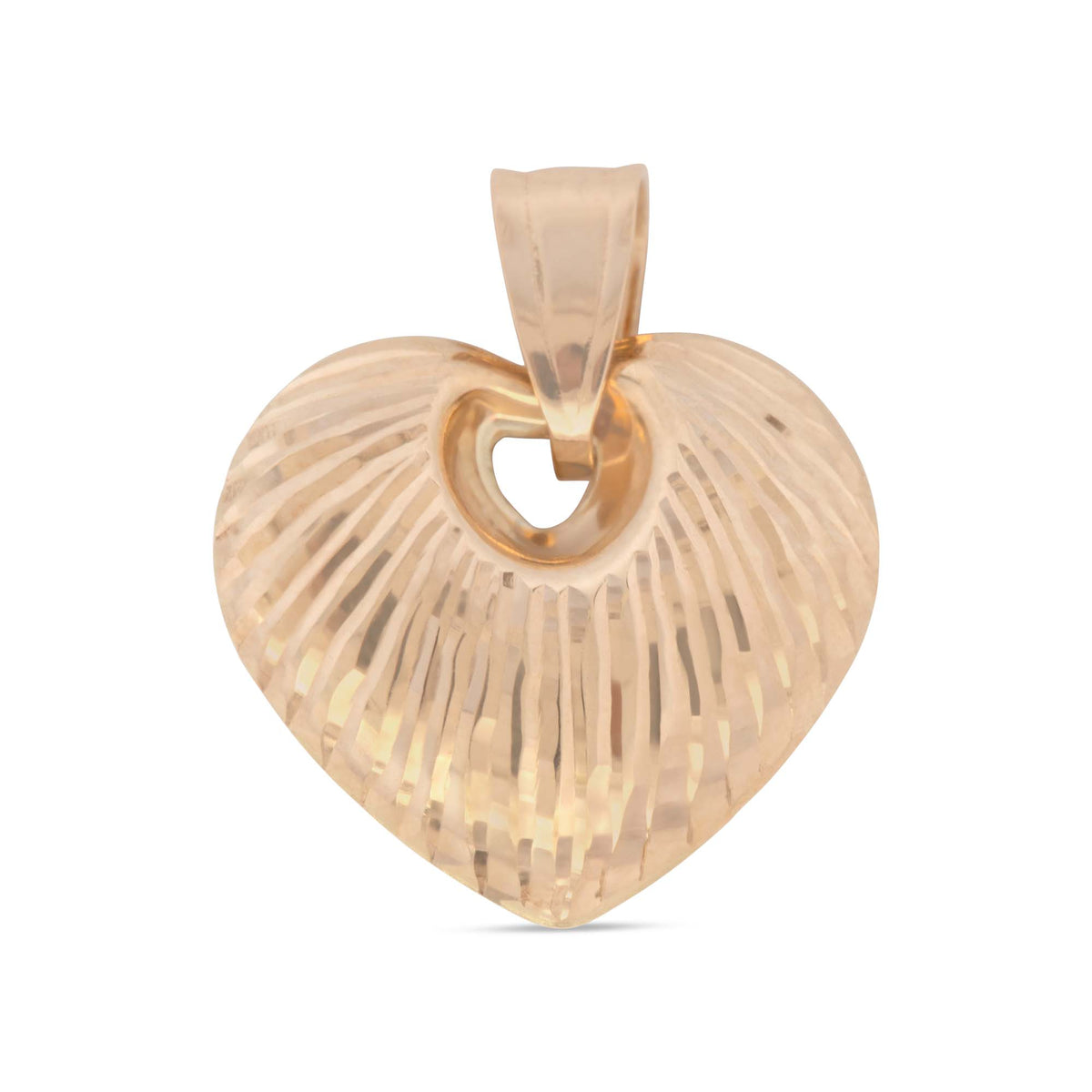 14k Yellow Gold Chunky Cut Diamond Heart Pendant