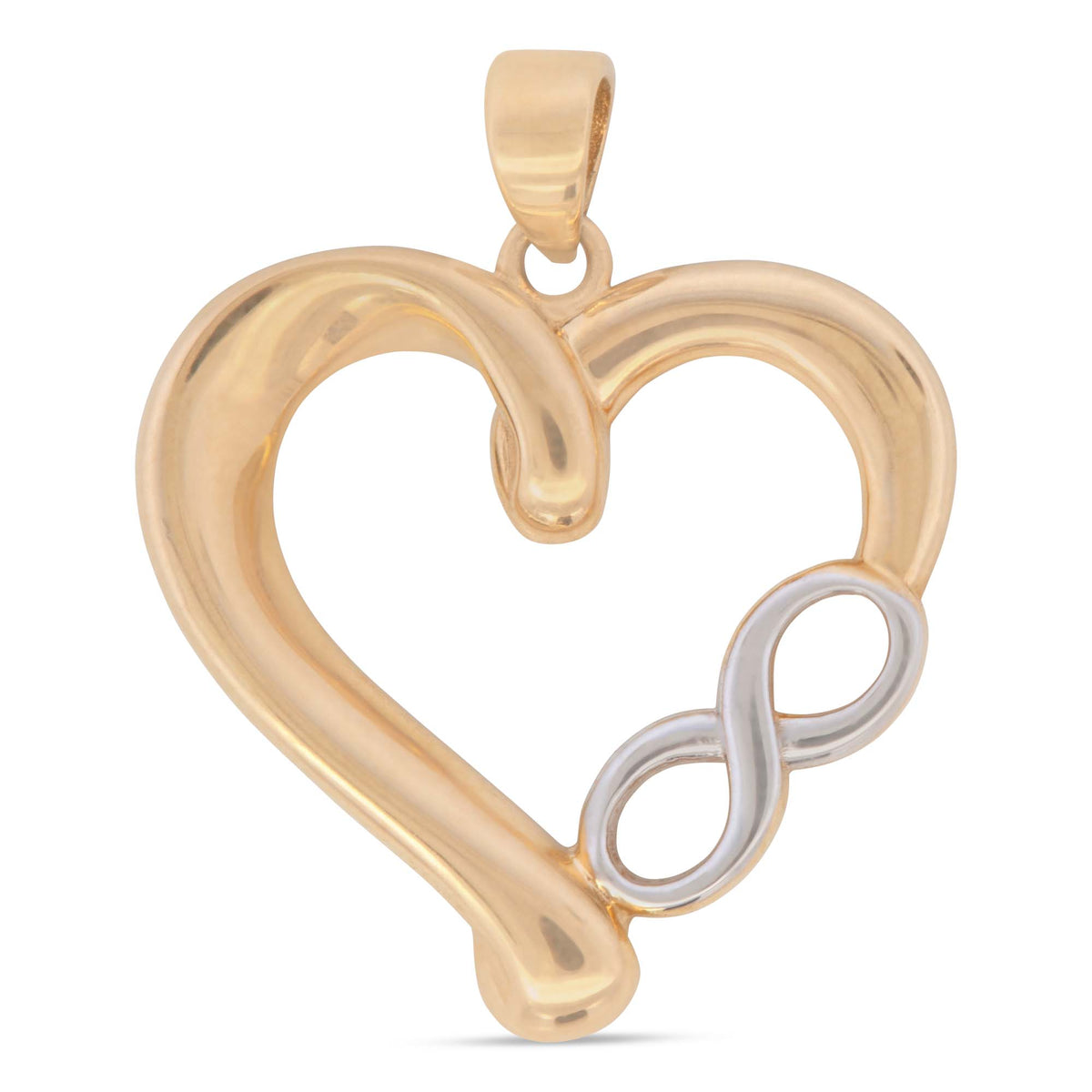 14k 2 Tones Gold Heart & Infinity Pendant