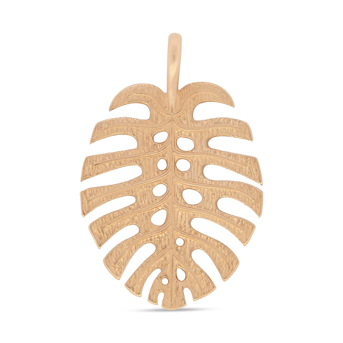 14k Yellow Gold Monstera Leaf Pendant