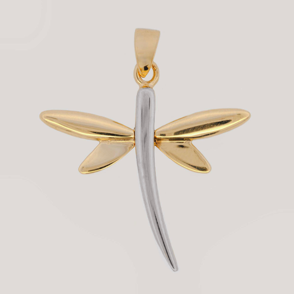 14k 2 Tones Gold Dragonfly Pendant