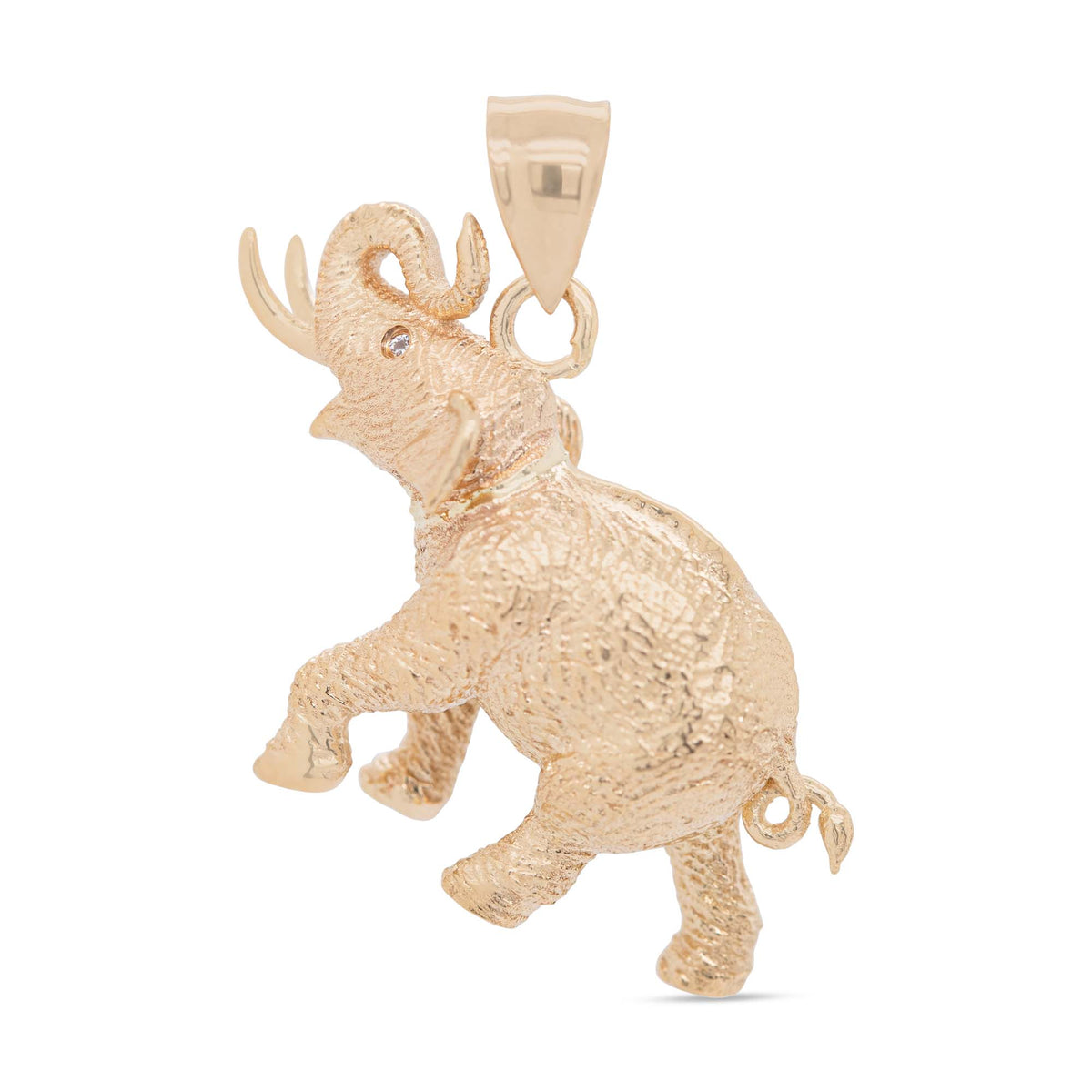 14k Yellow Gold Textured Elephant Pendant- 25mm