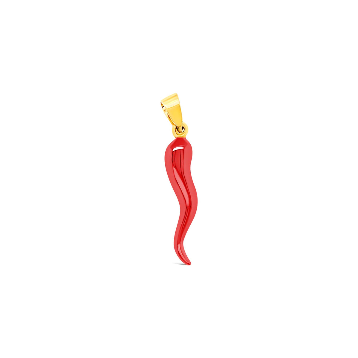 14k Yellow Gold Red Italian Horn Pendant