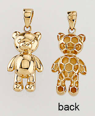 14k Yellow Gold Teddy Bear Pendant