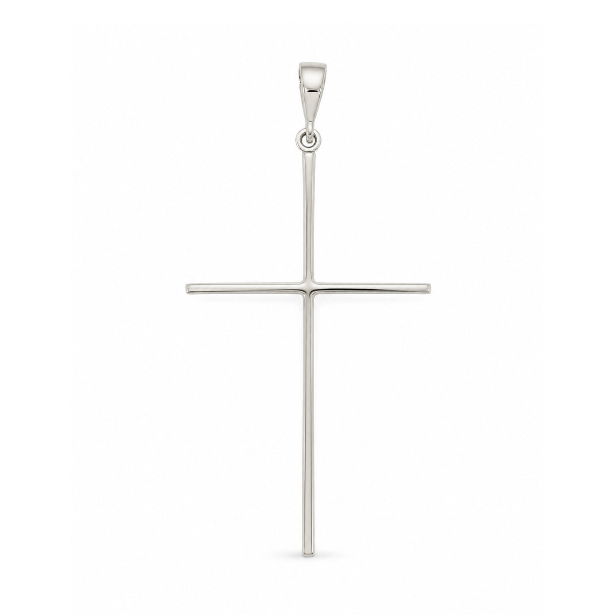 14k White Gold Slim Cross Pendant