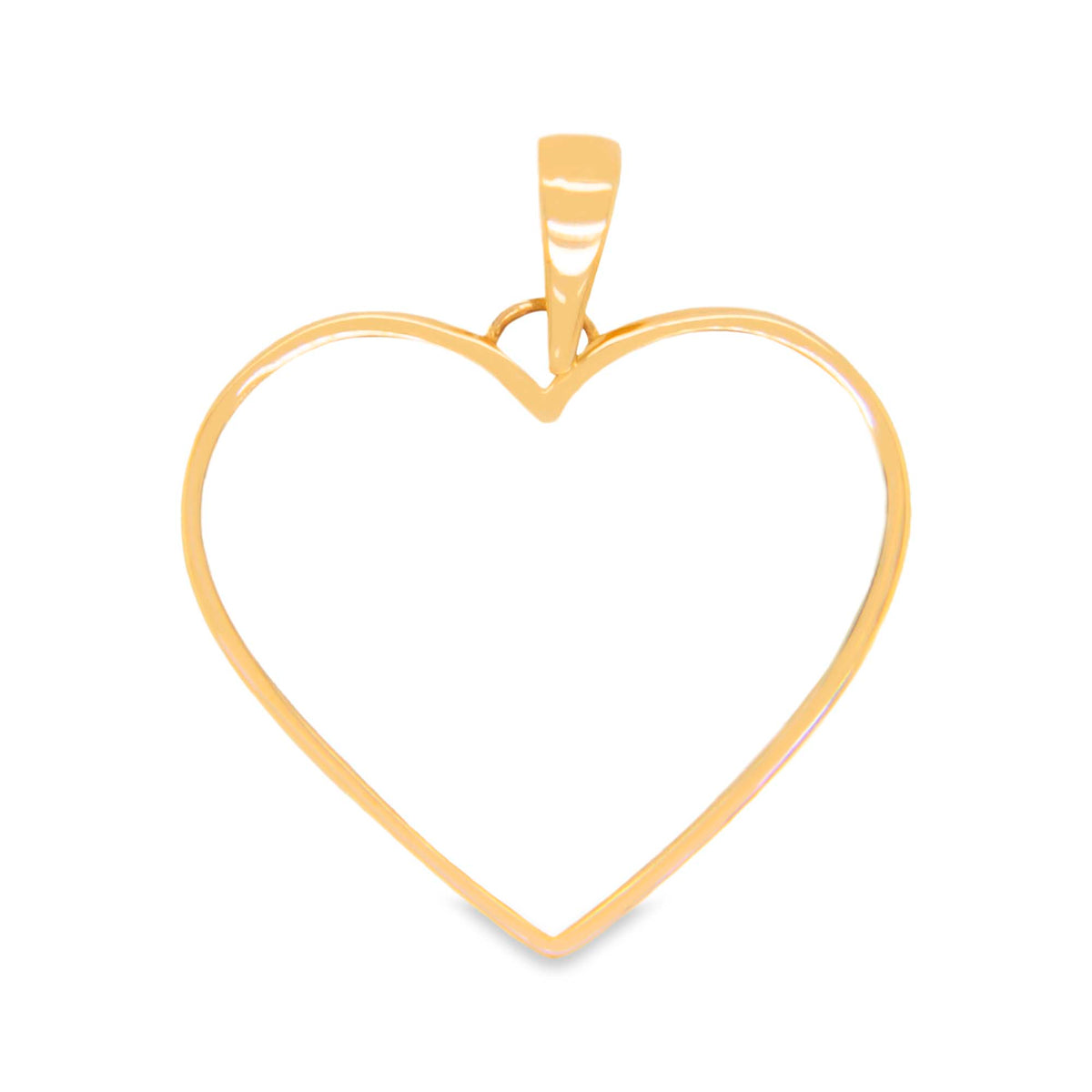 14k Yellow Gold Slim Open Heart Pendant