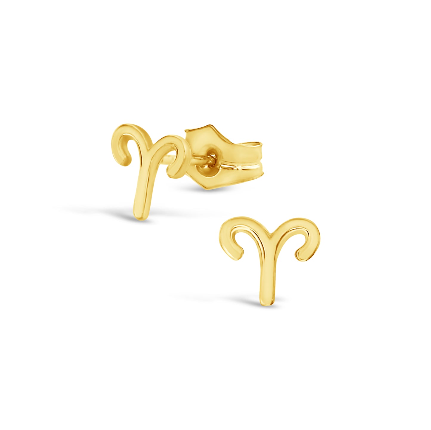 14K Yellow Gold Polished Aries Horoscope Stud Pushback Earrings