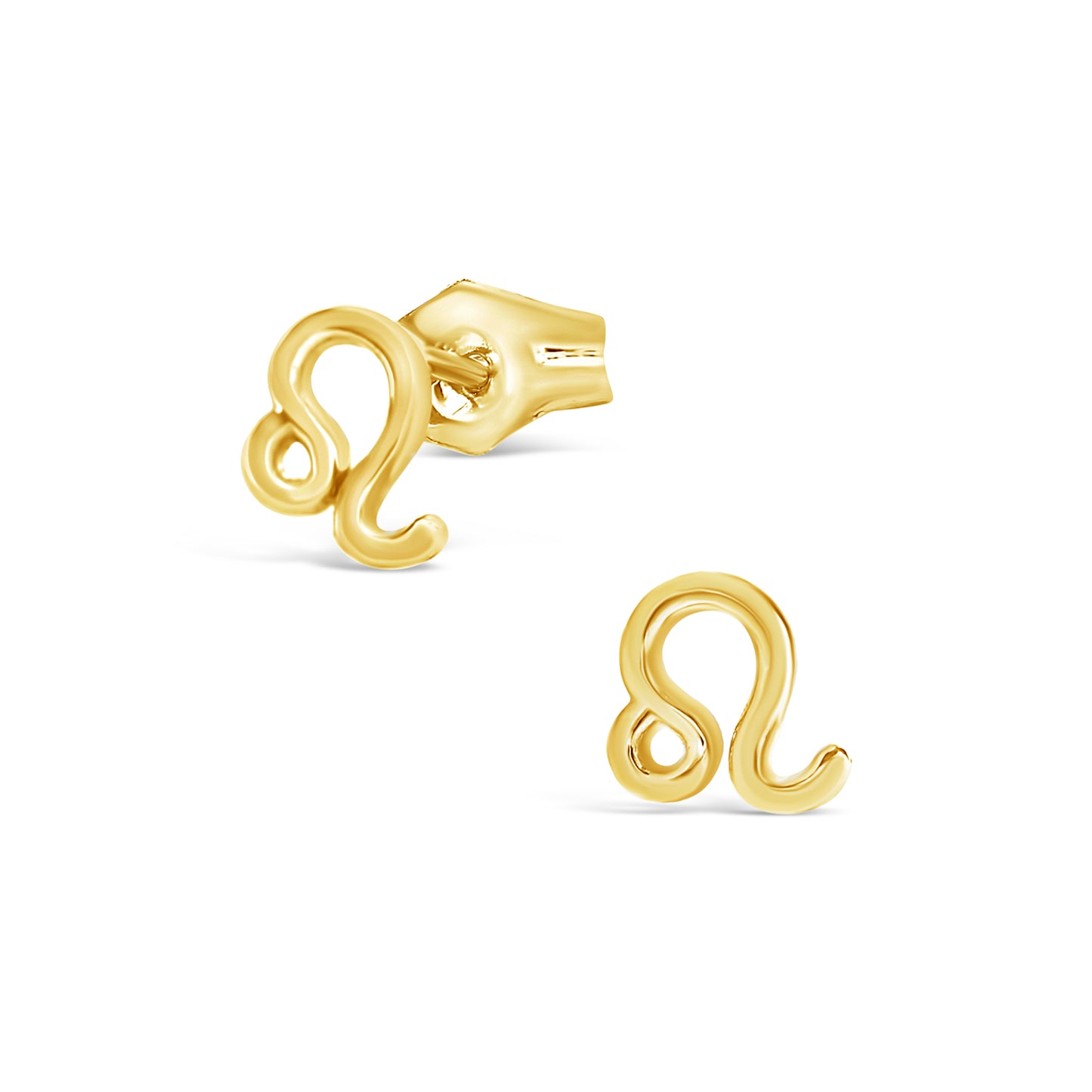 14K Yellow Gold Polished Leo Horoscope Stud Pushback Earrings