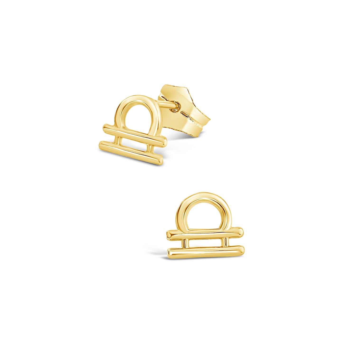 14K Yellow Gold Polished Libra Horoscope Stud Pushback Earrings