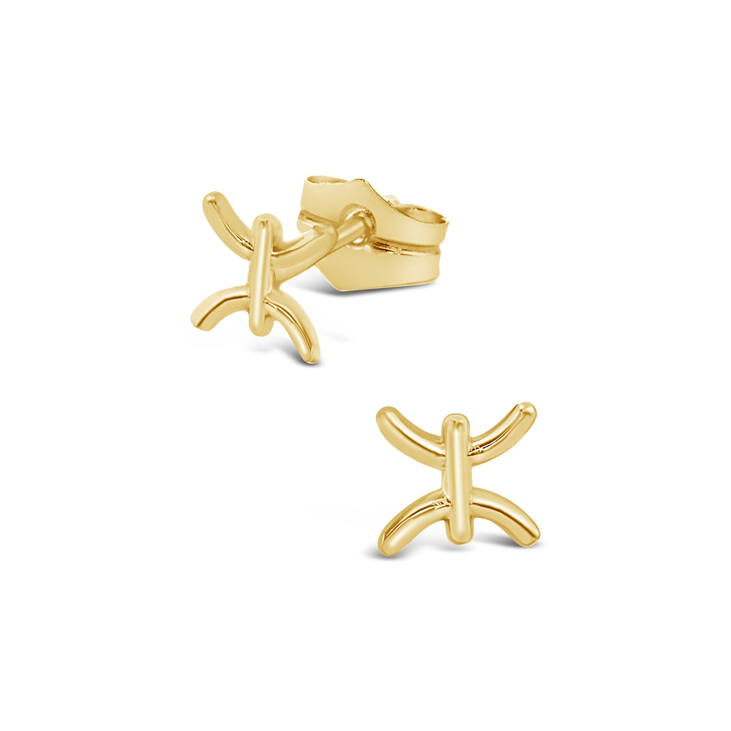 14K Yellow Gold Polished Pisces Horoscope Stud Pushback Earrings