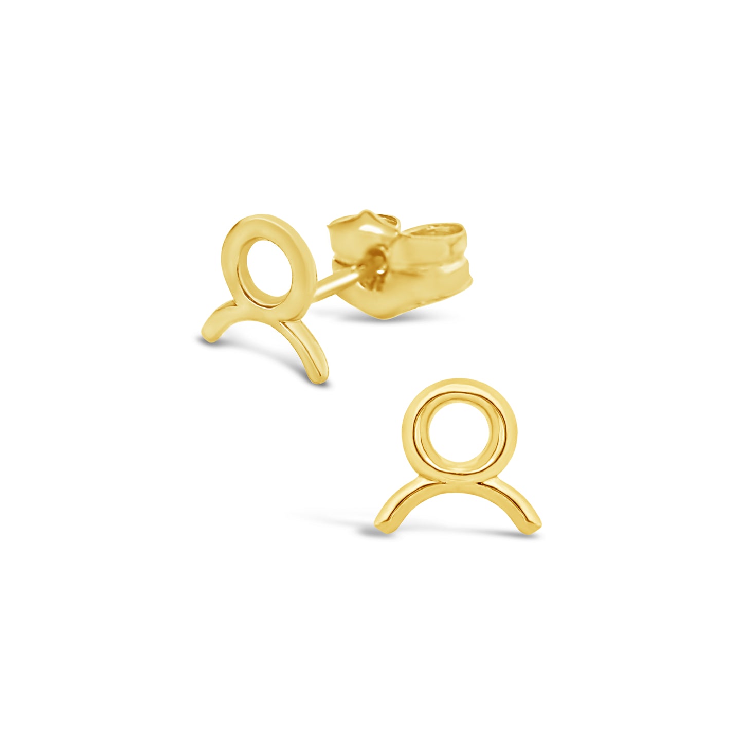 14K Yellow Gold Polished Taurus Horoscope Stud Pushback Earrings