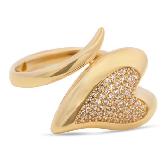 14K Yellow Gold Sideways Wrap Heart Ring