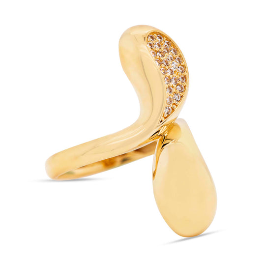 14K Yellow Gold Double Elongated Teardrop Ring