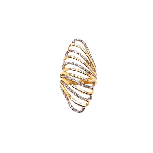 14K Yellow Gold Filigree Elongated Ring