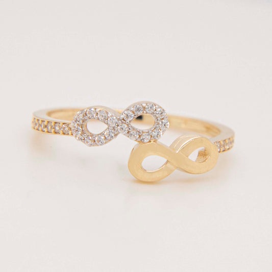 14K Yellow Gold Double Infinity CZ Ring