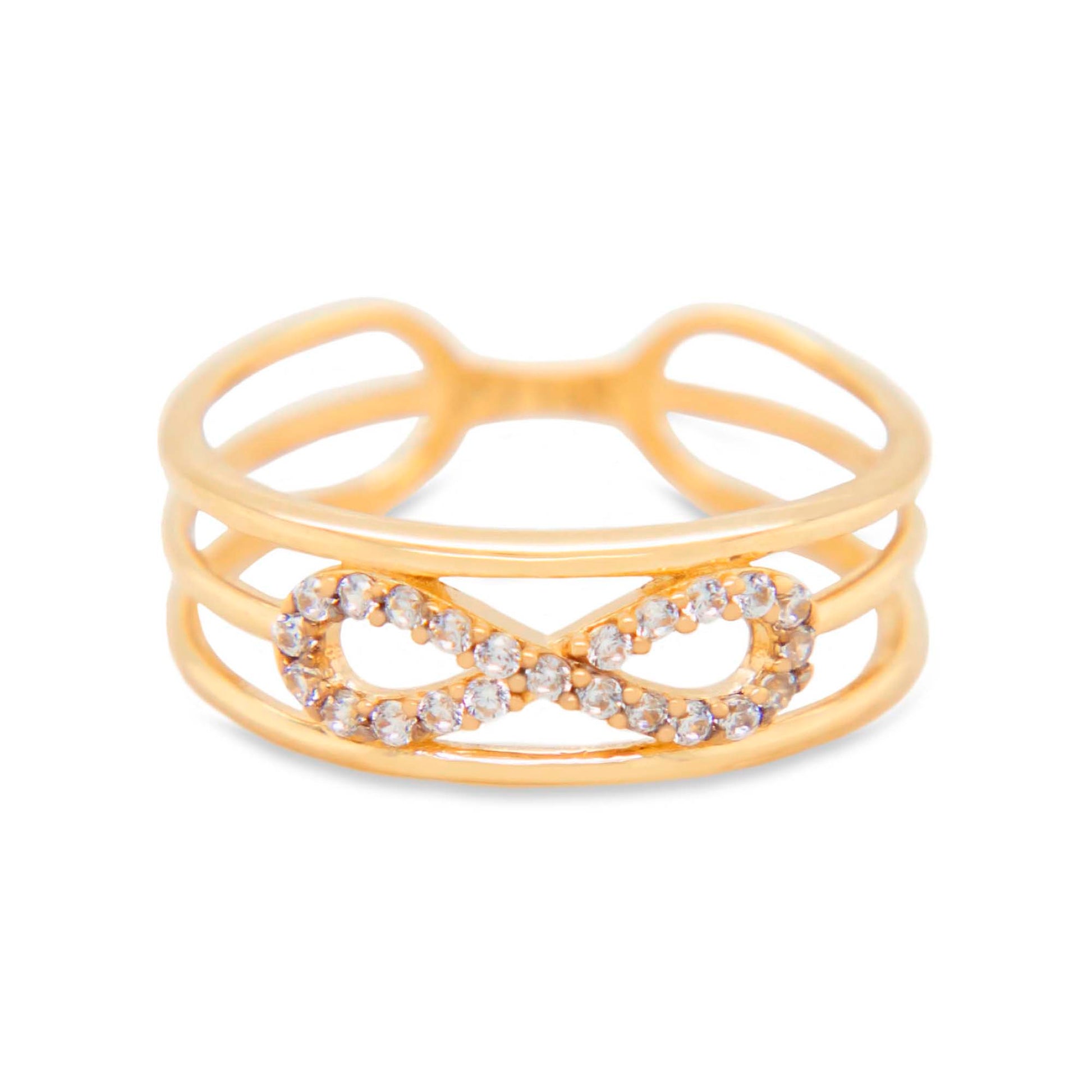 14K Yellow Gold Infinity CZ Triple Open Band Ring