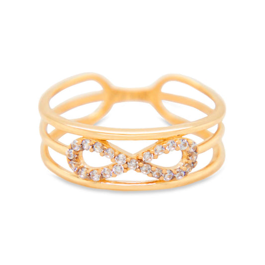 14K Yellow Gold Infinity CZ Triple Open Band Ring