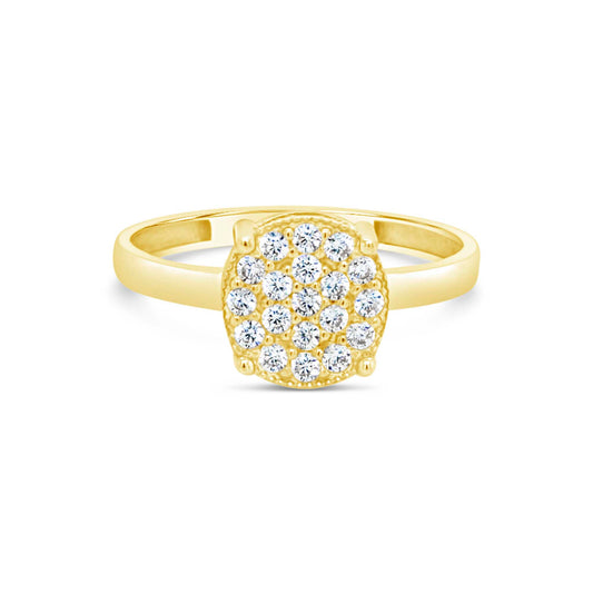 14k Yellow Gold Circle Cluster CZ Ring