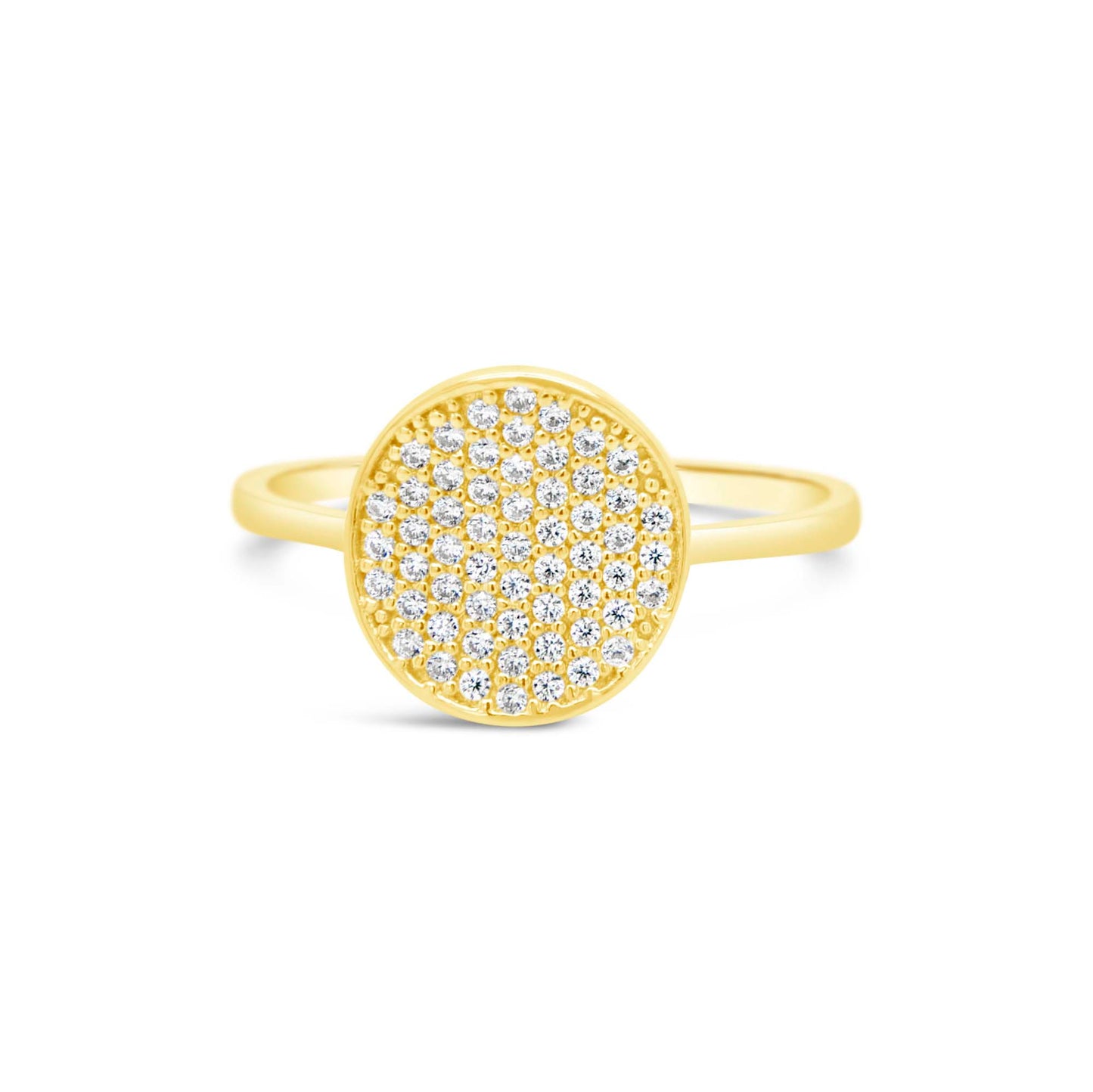 14K Yellow Gold Pave Disc CZ Ring