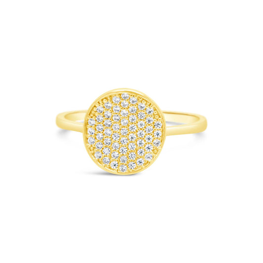 14K Yellow Gold Pave Disc CZ Ring