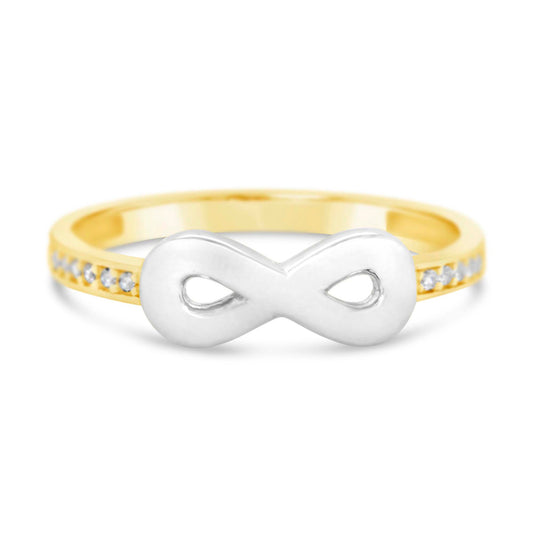 14K Two-Tones Gold Infinity with CZ Accents Ring