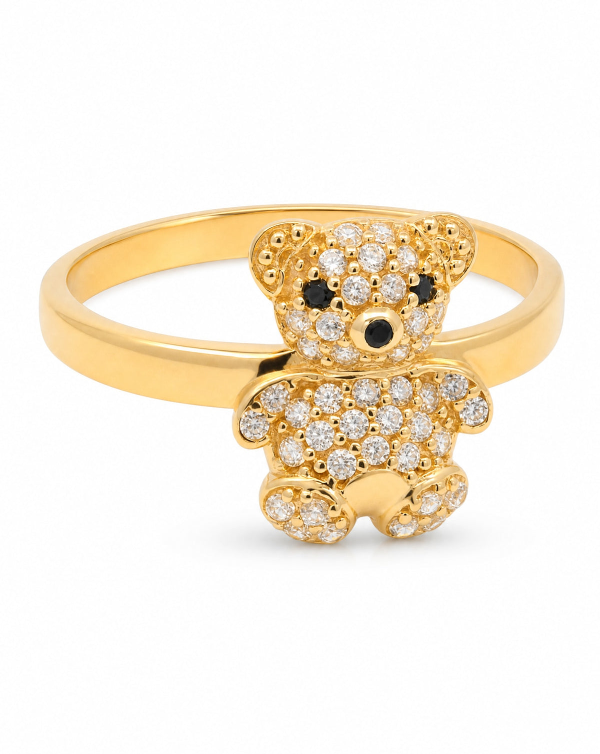 14K Gold Ring MP CZ Small Teddy Bear Ring