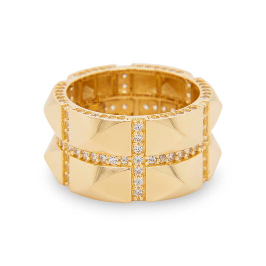 14K Yellow Gold 3D Rectangles Eternity Dome Ring