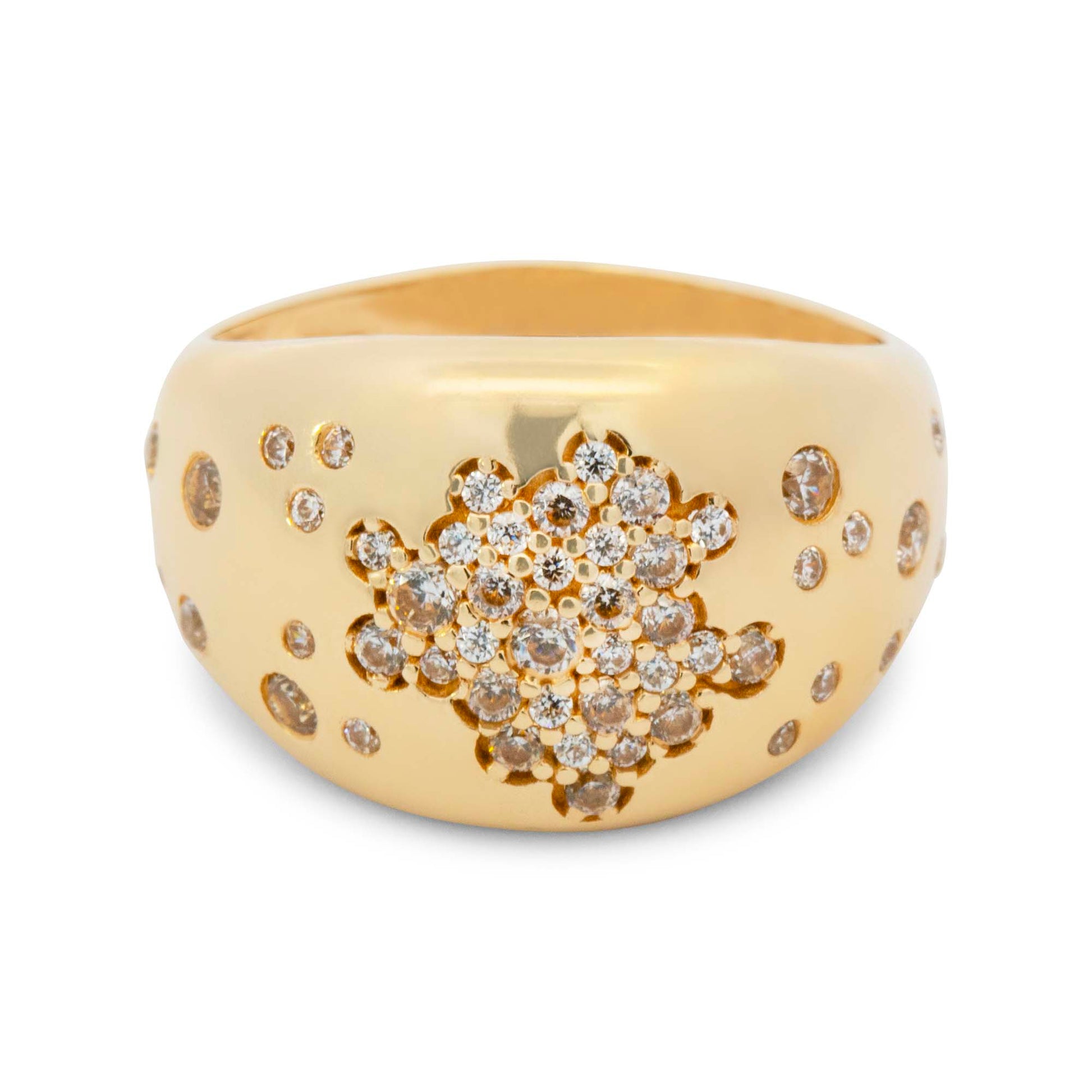 14K Yellow Gold CZ Dome Ring