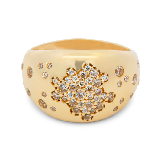 14K Yellow Gold CZ Dome Ring