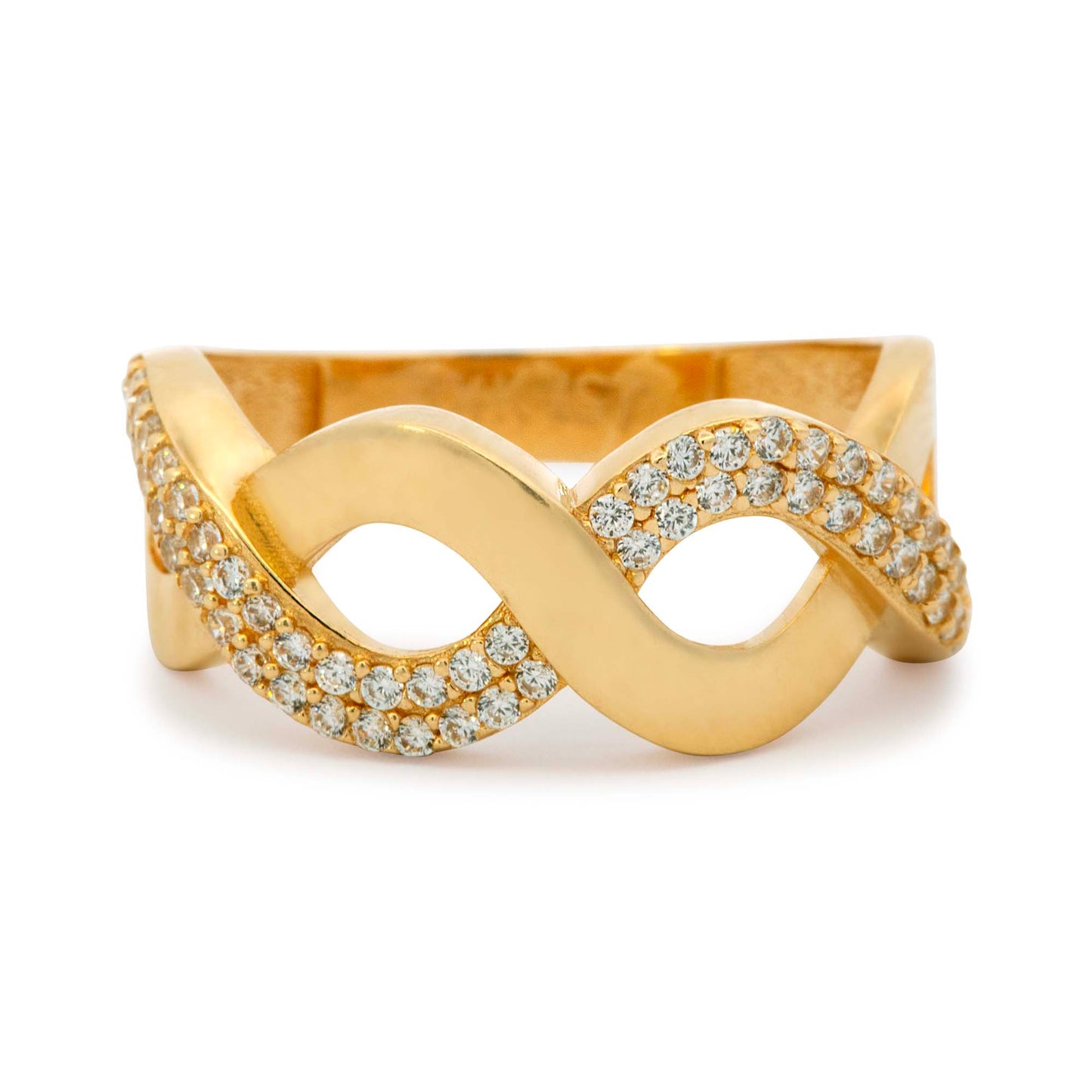 14K Yellow Gold CZ Braid Ring