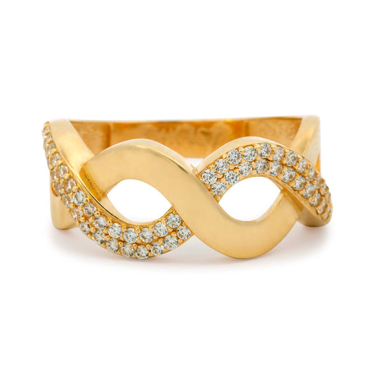 14K Yellow Gold CZ Braid Ring
