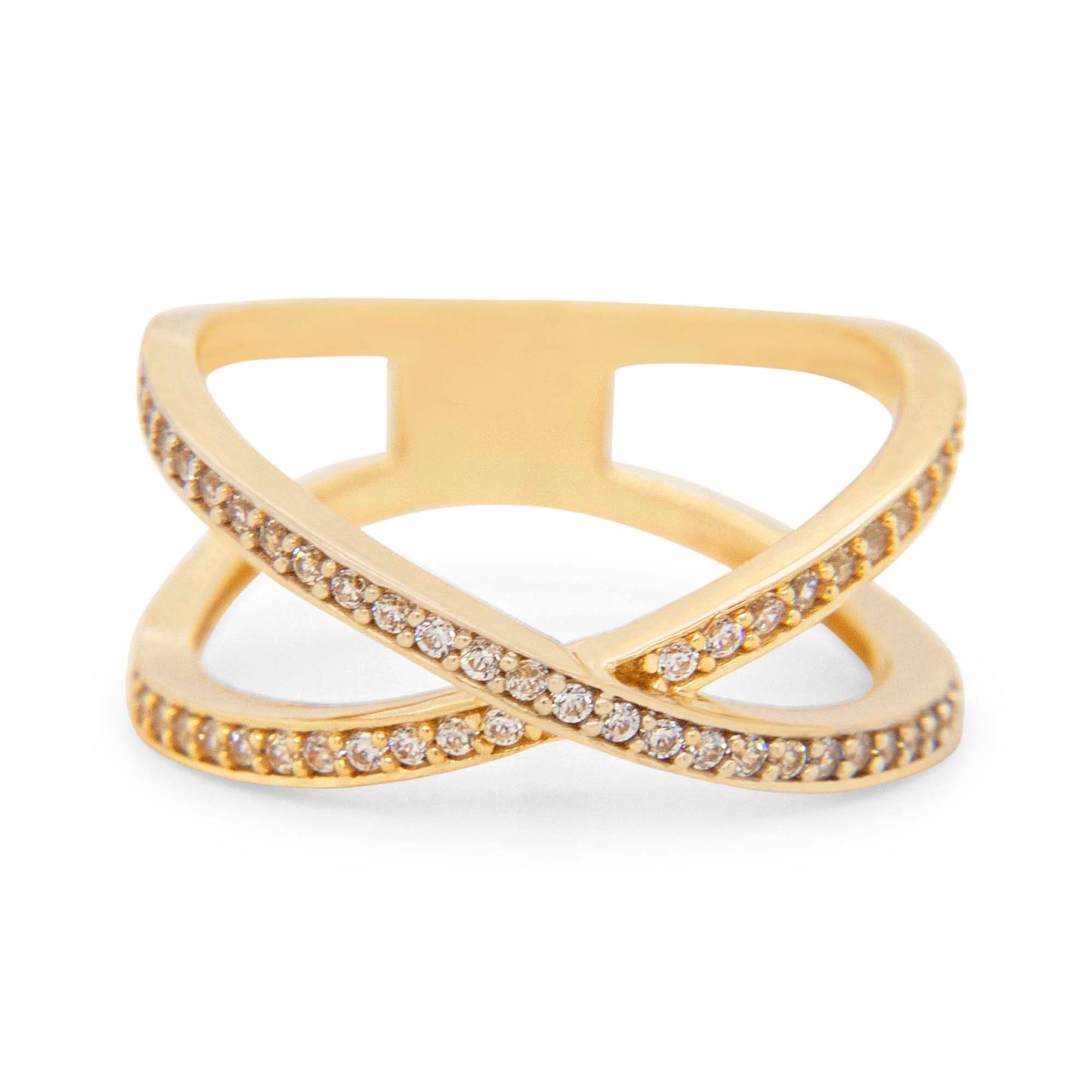 14K 2 Tones Gold Criss Cross Ring