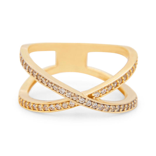14K 2 Tones Gold Criss Cross Ring