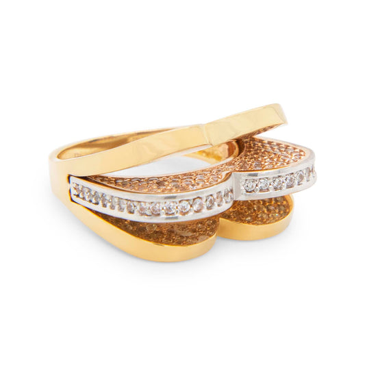 14K Tri Color Gold Triple Heart Ring
