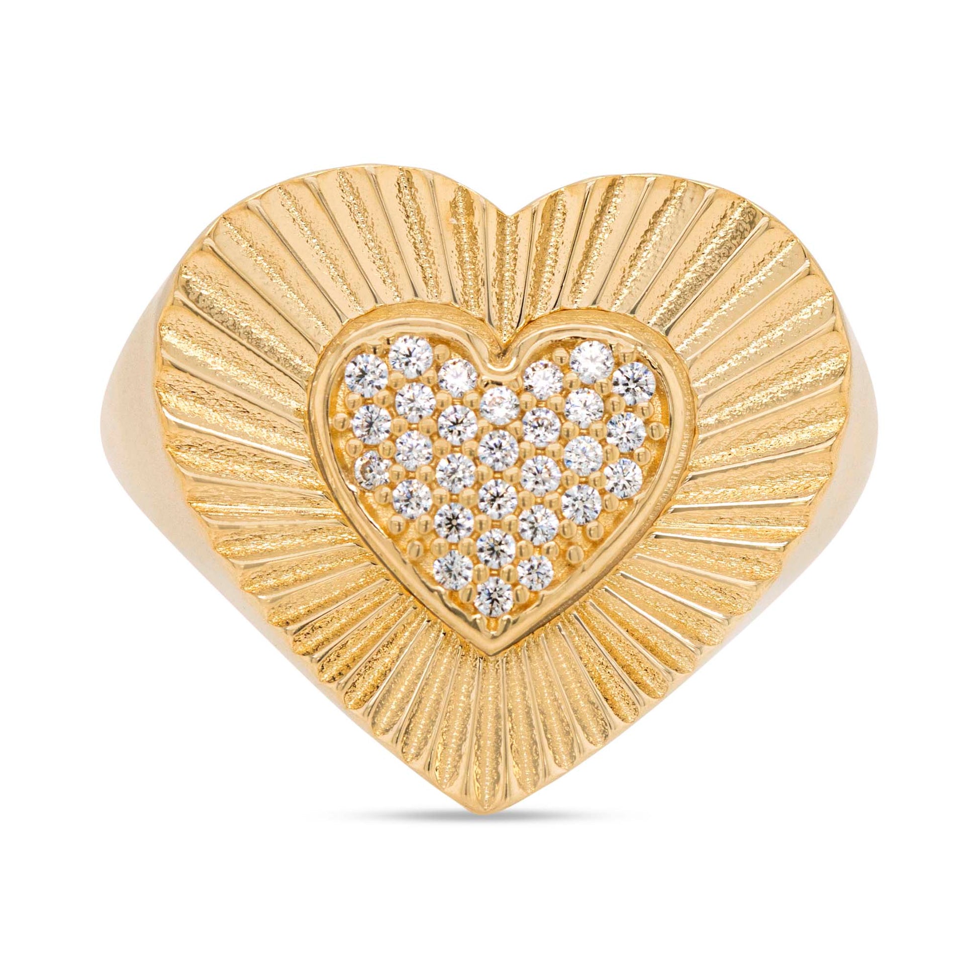 14K Yellow Gold Double Illusion Heart Ring