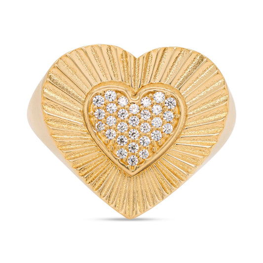 14K Yellow Gold Double Illusion Heart Ring