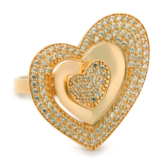 14K Yellow Gold Triple Heart Ring