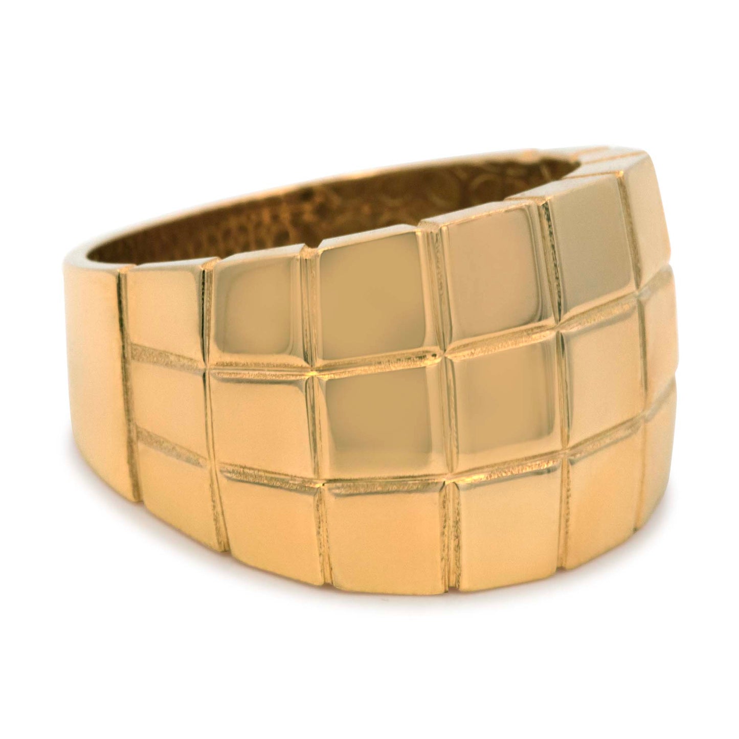 14K Yellow Gold Squared Dome Ring