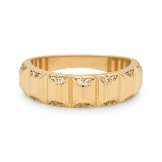 14K Yellow Gold 3D Squares Eternity Ring