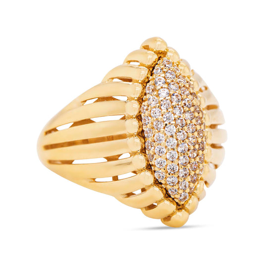 14K Yellow Gold Almond Shape Ring