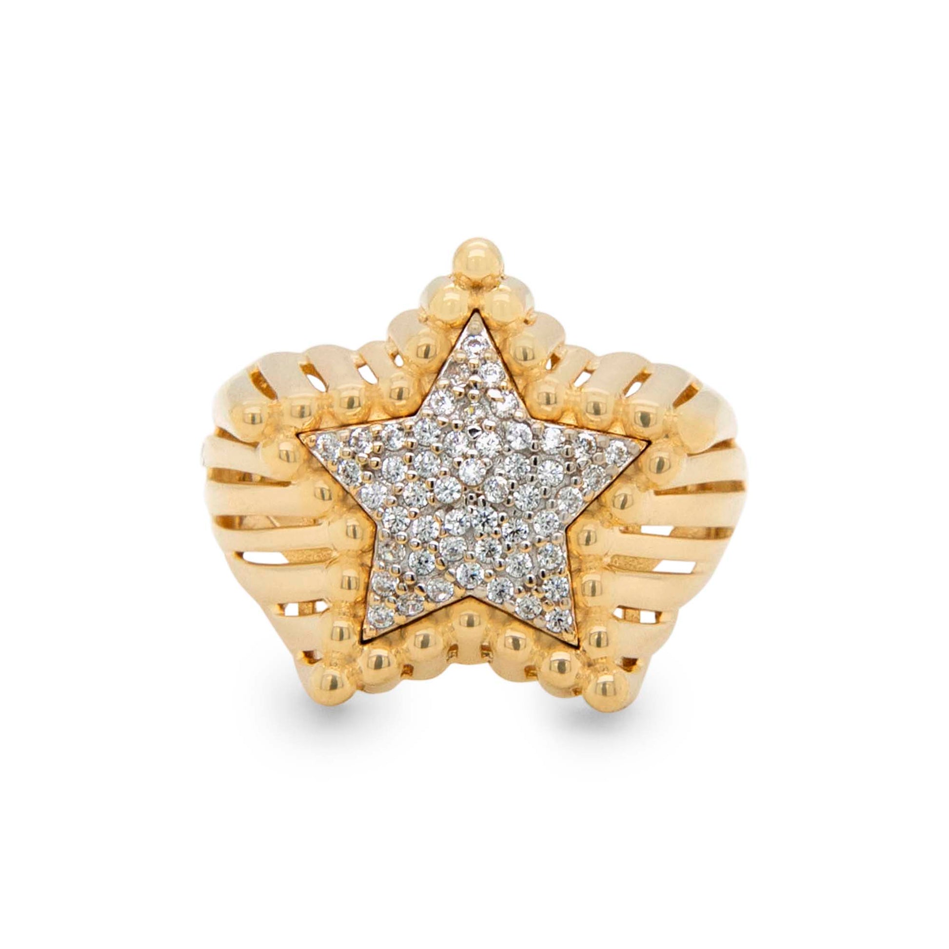 14K Yellow Gold Star Ring 4.1g