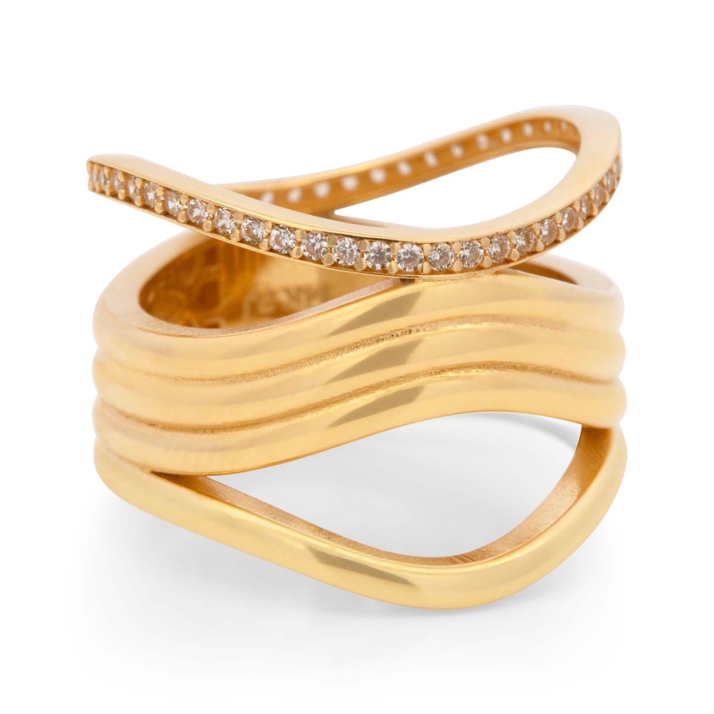 14K Yellow Gold Multi Waves Ring
