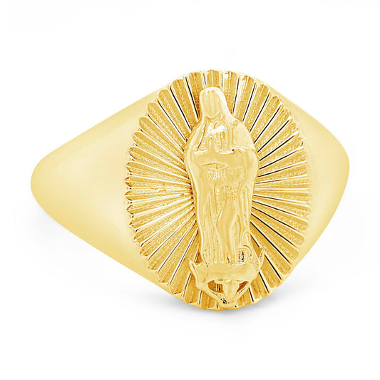14K Yellow Gold "Virgin Maria" Signet Ring