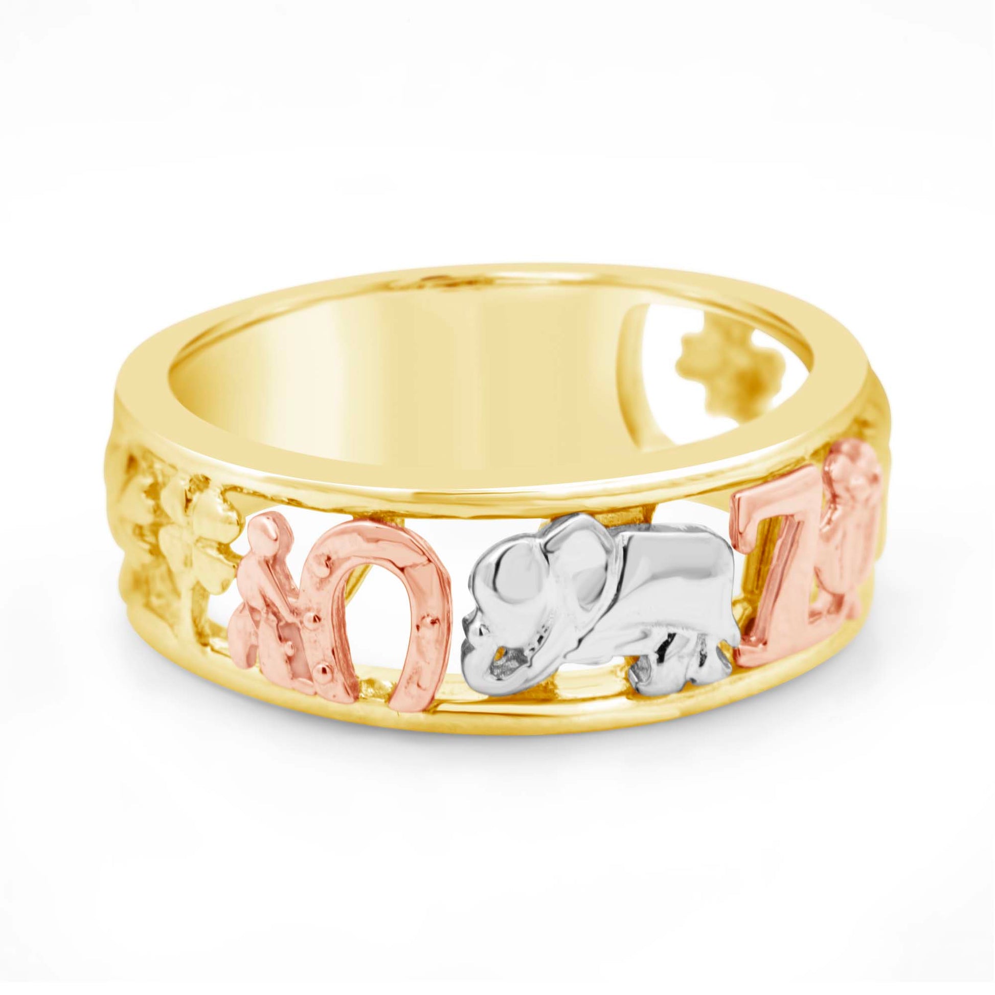 14K Tri-Color Lucky Charm Ring
