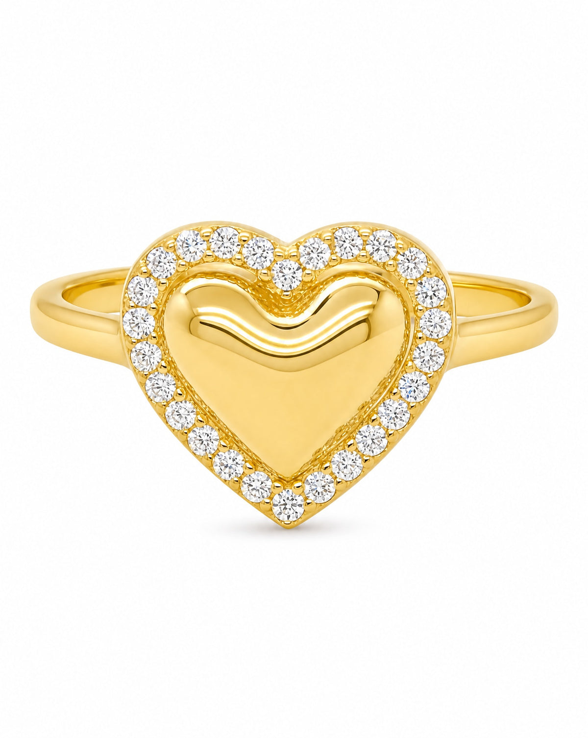 14K Yellow Gold Heart Halo CZ Ring