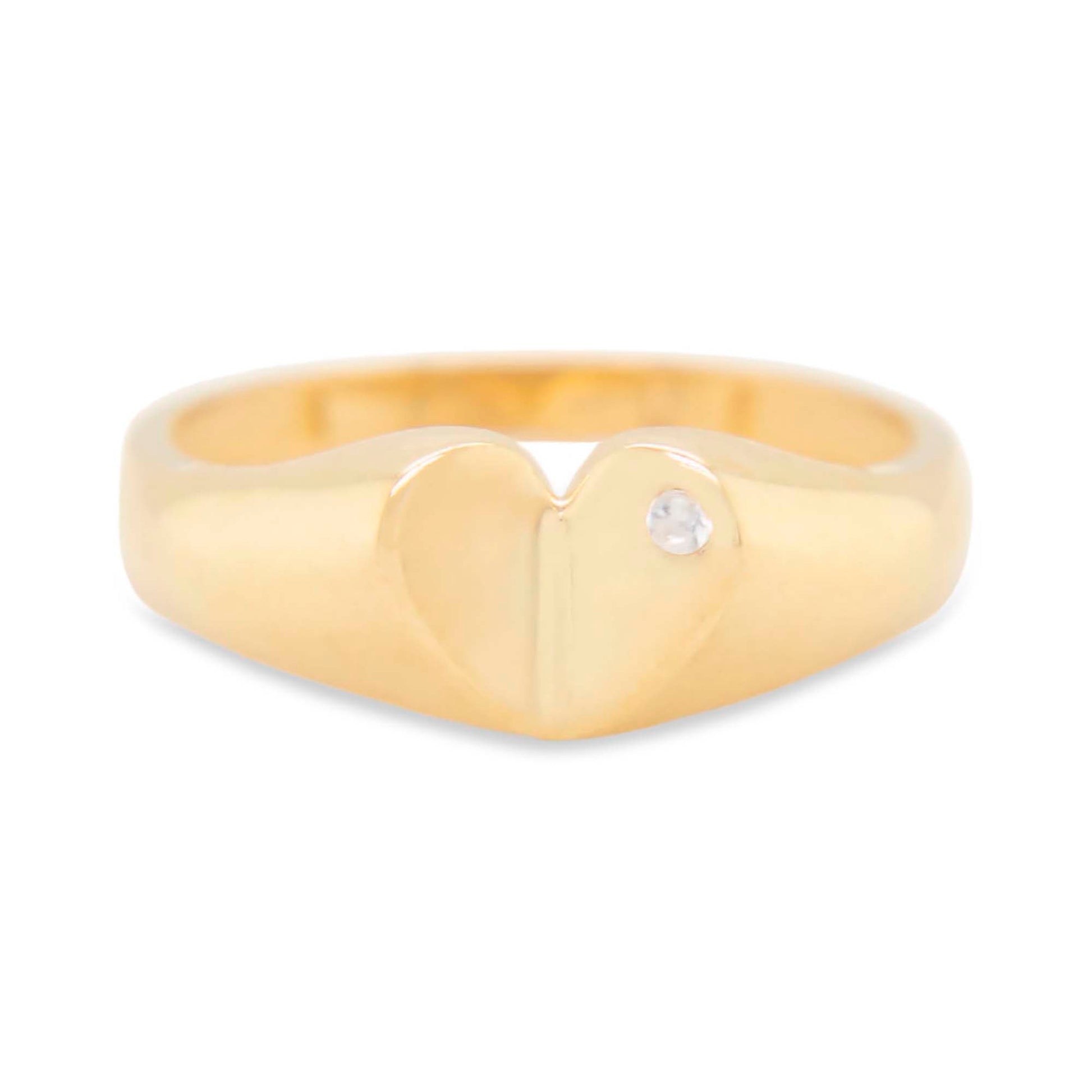 14K Yellow Gold Heart with CZ Accent Ring